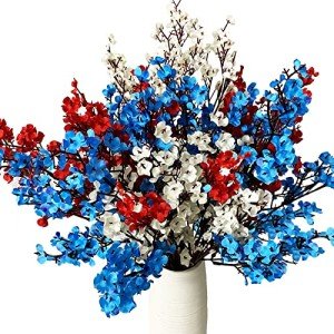 6PCS Red, White & Blue Artificial Flowers Set