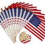 50 Pack of 4x6 inch USA Wooden Stick Flags