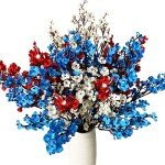 6PCS Red, White & Blue Artificial Flowers Set