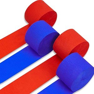 Red and Blue Crepe Paper Streamers - 4 Rolls