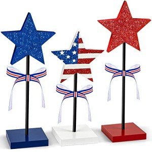 Red, White, and Blue Wooden Star Decor Set