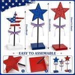 Red, White, and Blue Wooden Star Decor Set