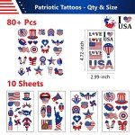 USA Temporary Tattoos - 10 Sheets of Patriotic Fun