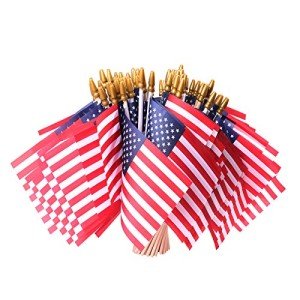 Mini American Flags on Stick - 50 Pack