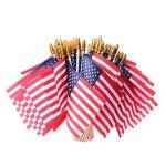 Mini American Flags on Stick - 50 Pack