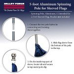 Patriotic 5' Brushed Aluminum Flagpole with Mount