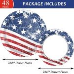 American Flag Party Plates Set - 48pcs