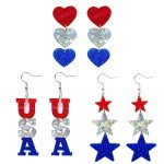 Red, White, and Blue Patriotic Dangle Earrings