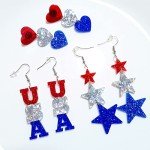 Red, White, and Blue Patriotic Dangle Earrings
