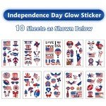 70PCS 4th of July Glow Tattoos & Party Supplies