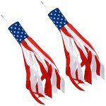 Set of 2 American Flag 60-Inch Windsocks