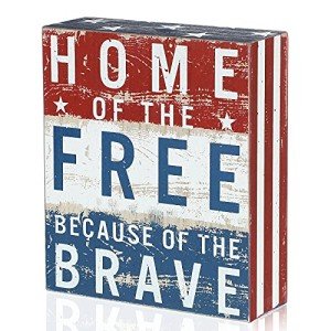 Wooden Patriotic Block Sign - Home of the Free