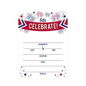 American Themed Party Invitations - Set of 25