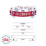 American Themed Party Invitations - Set of 25