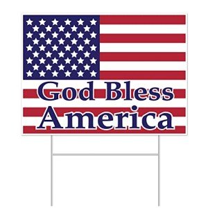 God Bless America Yard Sign with Metal Stake
