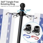 ZMTECH 6 FT Tangle-Free Stainless Steel Flag Poles