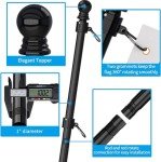 ZMTECH 6 FT Tangle-Free Stainless Steel Flag Poles