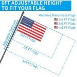 ZMTECH 6 FT Tangle-Free Stainless Steel Flag Poles