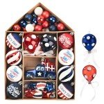 Red, White & Blue Patriotic Christmas Ornaments Set