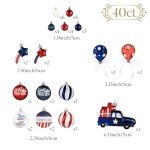 Red, White & Blue Patriotic Christmas Ornaments Set