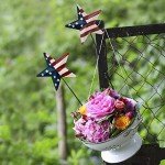 Set of 6 Metal American Star Garden Stakes