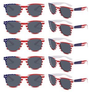 Bulk 90s Style American Flag Sunglasses (10-Pack)