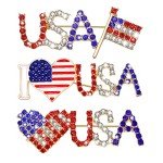 Patriotic Rhinestone American Flag Brooch Pins