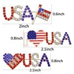 Patriotic Rhinestone American Flag Brooch Pins