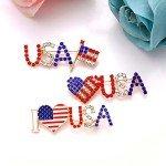 Patriotic Rhinestone American Flag Brooch Pins