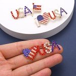 Patriotic Rhinestone American Flag Brooch Pins