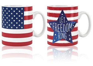 Patriotic Ceramic Mugs - 4th of July Set