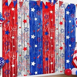 Red, White & Blue Foil Fringe Curtains – 2 Pack