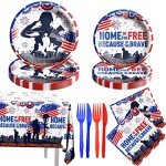 Patriotic Veterans Day Tableware Set, 82 Pieces