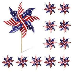 12-Pack American Flag Wind Spinners for Outdoors