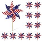 12-Pack American Flag Wind Spinners for Outdoors