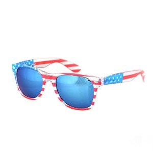 Patriotic 80s USA Flag Sunglasses - Clear Frame