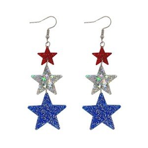 Patriotic Star Earrings in Red, White, and Blue