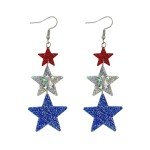 Patriotic Star Earrings in Red, White, and Blue