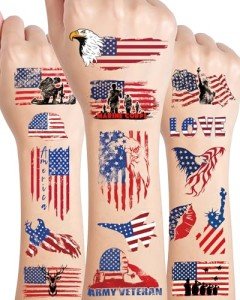Veterans Day Patriotic Temporary Tattoo Stickers Set