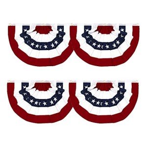 American Pleated Fan Flag 4-Pack - 1.5x3 Ft