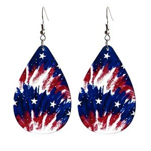 Colorful Star Leather 4th of July Earrings Set