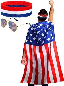 USA Flag Cape with Retro Sunglasses & Headband