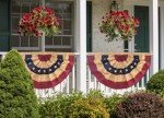 Patriotic Tea Stained Embroidered Bunting Banner