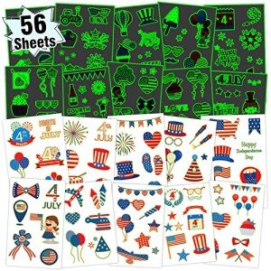 56 Sheets of 4th of July Temporary Tattoos