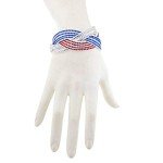 Patriotic White Suede Red Crystal Bracelet