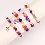 USA American Flag Bead Bracelet Set for All