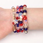 USA American Flag Bead Bracelet Set for All