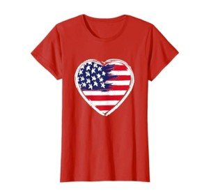 Heart American Flag 4th of July T-Shirt
