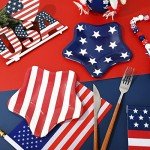40-Pack Patriotic Disposable Star Plates for Parties