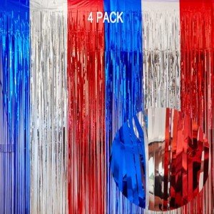 Patriotic Foil Fringe Curtains - 4 Pack